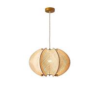 TaleTre Lustre japonais de style rétro for restaurant, salon, chambre à coucher, salle d'étude, lampe citrouille de style nordique simple en rondins, 15,7 pouces