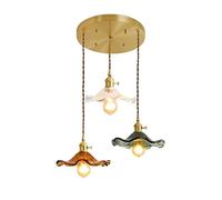 TaleTre - Style Simple LED Luminaires Suspendus Chambre Salon Bar Verre Coloré Cuivre Lampe Suspendue Lumières, Lustre Luminaire(Color:G)