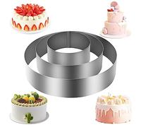 talifoca 3 Pcs Cercle Patisserie, Diamètre 10/15/20 cm Rond Moules à Gâteaux en Acier Inoxydable Moules à Pâtisserie pour Pâtisseries Gâteaux Moussés