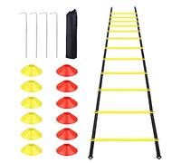 talifoca Accessoires d'entraînement de Football, Échelle d'agilité 6 m-12 échelons, échelle de Coordination échelle d'entraînement, Agility Speed Échelle avec 12 cônes 4 poteaux pour Le Football