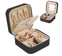 talifoca Boîte à Bijoux de Voyage avec Miroir Petite Boîte à Bijoux pour Femmes Filles Cuir PU Boîte de Rangement de Bijoux pour Boucles d'Oreilles Bagues Boucles d'Oreilles Chaînes