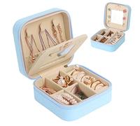 talifoca Boîte à Bijoux de Voyage avec Miroir Petite Boîte à Bijoux pour Femmes Filles Cuir PU Boîte de Rangement de Bijoux pour Boucles d'Oreilles Bagues Boucles d'Oreilles Chaînes