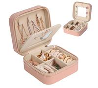 talifoca Boîte à Bijoux de Voyage avec Miroir Petite pour Femmes Filles Cuir PU, Rangement pour Boucles d'Oreilles Bagues Chaînes