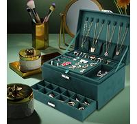 talifoca Boite a Bijoux Femme Fille, Boîte à Bijoux Velours Trois Couche Verrouillable Grande Capacité Boite de Rangement Bijoux pour Colliers, Boucles d'oreilles, Bracelets