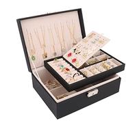 talifoca Boite a Bijoux Femme Fille, Boîte à Bijoux Vuir PU 2 Couches Verrouillable Grande Capacité Boite de Rangement Bijoux pour Colliers, Boucles d'oreilles, Bracelets