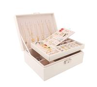 talifoca Boite a Bijoux Femme Fille, Boîte à Bijoux Vuir PU 2 Couches Verrouillable Grande Capacité Boite de Rangement Bijoux pour Colliers, Boucles d'oreilles, Bracelets