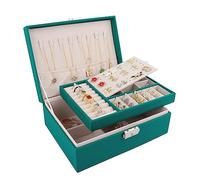 talifoca Boite a Bijoux Femme Fille, Boîte à Bijoux Vuir PU 2 Couches Verrouillable Grande Capacité Boite de Rangement Bijoux pour Colliers, Boucles d'oreilles, Bracelets