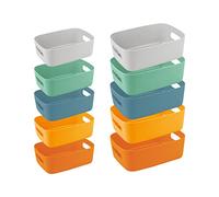 talifoca Lot de 10 Boîtes de Rangement en Plastique, Couleurs Paniers de Rangement avec Poignées Pour Cuisine, Placard, Bureau, école et Maison (2 Taille)