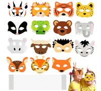 talifoca Lot de 15 masques d'animaux pour enfants, masques pour enfants, masques d'animaux, masques pour les yeux d'anniversaire, demi-masques pour enfants, masques d'animaux à colorier, masques pour