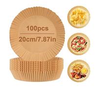 talifoca - Papier sulfurisé antiadhésif - Lot de 100 feuilles - 20 cm - Pour friteuse à air chaud, four à micro-ondes et cuisinière