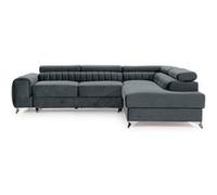 Talisay - canapé d'angle droit - 5 places - convertible avec coffre - en velours - Gris Gris G