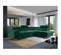 Talisay - canapé d'angle droit - 5 places - convertible avec coffre - en velours - Vert