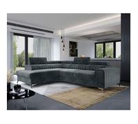 Talisay - canapé d'angle gauche - 5 places - convertible avec coffre - en velours - Gris Gris