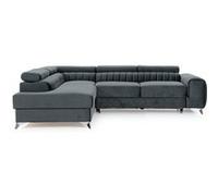 Talisay - canapé d'angle gauche - 5 places - convertible avec coffre - en velours - Gris Gris