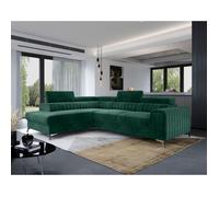 Talisay - canapé d'angle gauche - 5 places - convertible avec coffre - en velours - Vert Vert