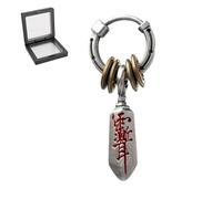 Talisman Earrings for Men Women, Chinese Daoist Style Jewelry Gift, Unique Vintage Textured Finish Eardrop (Single Earring)