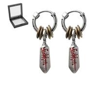 Talisman Earrings for Men Women, Chinese Daoist Style Jewelry Gift, Unique Vintage Textured Finish Eardrop (Pair of Earrings)