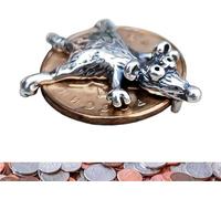 Talisman en forme de souris | Protection de votre richesse, amulette d'argent, souris rat sur pièce de monnaie, talisman d'abondance de richesse, amulette pour portefeuille, figurine de collection