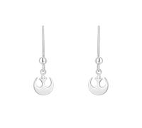 TALISMAN JEWELLERY Boucles d'oreilles en Argent Sterling 925 avec fermoir à crochet - Alliance Rebelle, La Guerre des étoiles (9,5 MM x 12 MM de pièce + 20 MM de fermoir)