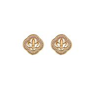 TALISMAN JEWELLERY Boucles d'oreilles en plaqué or 3 microns 18 carats et Oxyde de Zirconium avec fermoir à Puce, Puce Pendant ou Crochet - Fleur de Lys (12 MM de pièce + fermoir) (Puce)