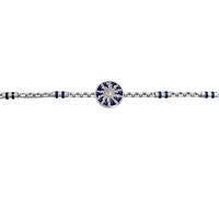 TALISMAN JEWELLERY Bracelet chaîne en acier 316L et émail bleu - Eguzkilore, fleur du soleil, fleur basque (14 mm x 6 mm pièce / 17,5 cm + 4 cm d'extension)