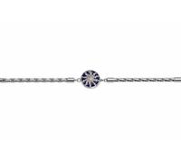 TALISMAN JEWELLERY Bracelet chaîne en acier 316L et émail bleu - Eguzkilore, fleur du soleil, fleur basque (14 mm pièce / 15 cm + 4 cm d'extension)