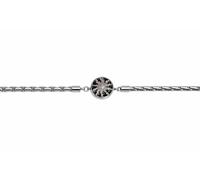 TALISMAN JEWELLERY Bracelet chaîne en acier 316L et émail noir - Eguzkilore, fleur du soleil, fleur basque (14 mm pièce / 17,5 cm + 4 cm d'extension)