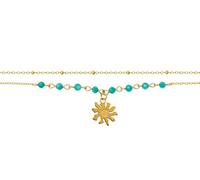 TALISMAN JEWELLERY Bracelet en acier 316L doré 18 carats (PVD) et zircon cubique - Eguzkilore, fleur du soleil (13 mm pièce / 15 cm + 5 cm d'extension), 13 mm pieza / 15 cm + 5 cm de extensión, Acier