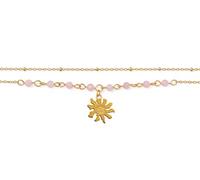 TALISMAN JEWELLERY Bracelet en acier 316L doré 18 carats (PVD) et zircon cubique - Eguzkilore, fleur du soleil (13 mm pièce / 15 cm + 5 cm d'extension), 13 mm pieza / 15 cm + 5 cm de extensión, Acier