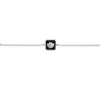 TALISMAN JEWELLERY Bracelet en argent 925 et émail noir avec double chaîne - Coquille du Chemin de Saint-Jacques (10 mm de pièce/15 cm de chaîne + 4 cm d'extension)