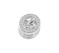 TALISMAN JEWELLERY Breloque en argent 925 et zircons blancs pour bracelet chaîne serpent - Fleur de lys (10 mm) (chaîne non incluse), Argent