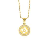 TALISMAN JEWELLERY Pendentif en Plaqué Or 3 microns 18k et Oxyde de Zirconium - Lauburu, Croix Basque (13 mm)