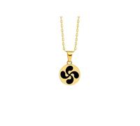 TALISMAN JEWELLERY Pendentif plaqué or 3 microns 18 carats et émail noir - Lauburu, croix basque (10 mm)