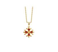 TALISMAN JEWELLERY Pendentif plaqué or 3 microns 18 carats et émail rouge - Croix occitane, croix de Toulose (18 mm)