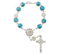 TALISMAN4U Chapelet catholique 10 ans de perles catholiques Saint Benoît Crucifix Divine Miséricorde Cadeau, 7 inches, Pierre