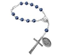 TALISMAN4U Chapelet médaille ange gardien Saint Michel pour rétroviseur de voiture, perles de verre Notre Dame de Fatima catholique d'une décennie pour homme et femme, cadeau religieux, One Size