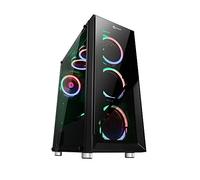 TALIUS Boîte de gaming Valkyria. Boîtier PC Gamer avec 3 ventilateurs ARGB + centrale, PC de jeu de tour ATX en verre trempé.