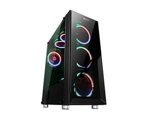 TALIUS Boîte de gaming Valkyria. Boîtier PC Gamer avec 3 ventilateurs ARGB + centrale, PC de jeu de tour ATX en verre trempé.