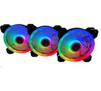 Talius Iris Spectrum ARGB/Cronos ventilateurs 120 mm Effets de balayage,impulsion,spirale Double anneau LED Connexion 6 broches (3 FAN BLACK)