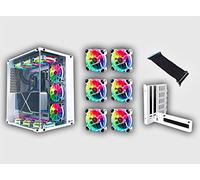 TALIUS, TECH 4 U [Pack économique de TALIUS] : boîtier de gaming Cronos ATX + 6 ventilateurs Iris Spectrum RGB+ adaptateur VGA Riser vertical (disponible en deux couleurs) (blanc), sans télécommande