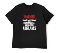 Talk About Airplanes Funny Pilot and Aviation O-Neck 100% Cotton Short Sleeve Unisex T-Shirt S