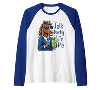Talk Derby to Me Funny Cool Racing Horse Men Women Manche Raglan
