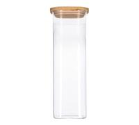 TALK-POINT Bocaux de conservation en verre avec couvercle en bambou, bocaux en verre | 550 ml - 2500 ml | hermétiques, passent au lave-vaisselle, anti-mites (2500 ml, rectangulaire)