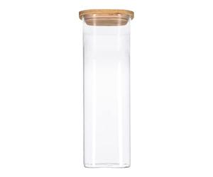 TALK-POINT Bocaux de conservation en verre avec couvercle en bambou, bocaux en verre | 550 ml - 2500 ml | hermétiques, passent au lave-vaisselle, anti-mites (2500 ml, rectangulaire)
