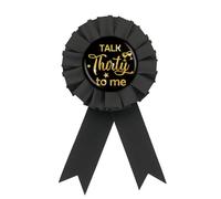 Talk Thirty To Me - Broche en fer blanc doré pailleté « Happy 30th Birthday » pour femme, 30e anniversaire, broche en diamant pour fête d'anniversaire de trente ans, fer blanc, Rosace