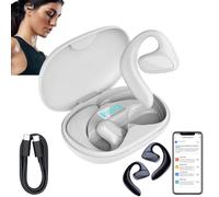 Talkbuds Translator, Qinux Talkbuds, écouteurs de traduction IA en temps réel, 144 langues et accents, casque Bluetooth sans fil à clip d'oreille ouvert, dispositif de traduction linguistique pour