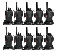 Talkie Walkie 16 Canaux PMR446 Radio sans Licence, pofung PT88E Professionnel Rechargeable Interphone à Distance avec Base de Chargeur USB et Casque (Noir, 10 Pcs)