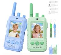 Talkie Walkie Enfants avec Vidéo, 2 Talkies Walkies Rechargeable avec écran d'affichage, Vidéo & Caméra HD Talkie- Walki e Longue Portée, Cadeaux aux garçons et aux Filles âgés de 3 à 12 Ans