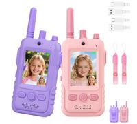 Talkie Walkie Enfants avec Vidéo, 2 Talkies Walkies Rechargeable avec écran d'affichage, Vidéo & Caméra HD Talkie- Walki e Longue Portée, Cadeaux aux garçons et aux Filles âgés de 3 à 12 Ans