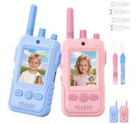 Talkie Walkie Enfants avec Vidéo, 2 Talkies Walkies Rechargeable avec écran d'affichage, Vidéo & Caméra HD Talkie- Walki e Longue Portée, Cadeaux aux garçons et aux Filles âgés de 3 à 12 Ans